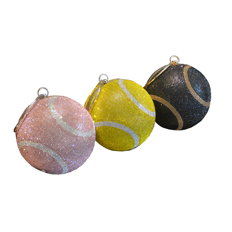 New Fashion Luxury Round Balls Bags Diamond Volleyball Shape Handbags And Purses 